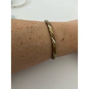 Vintage mixed tone, skinny cuff bracelet